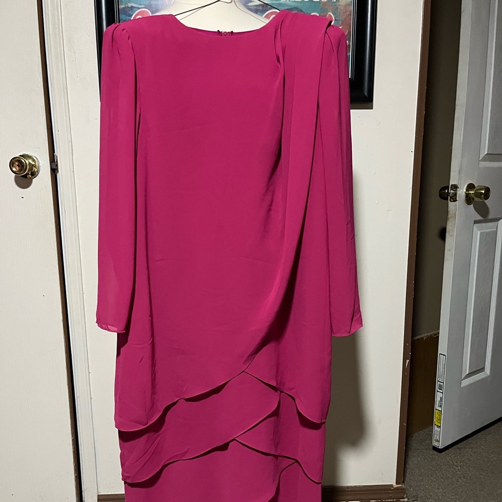 Ursula of Switzerland Fuchsia Long Sleeve Layered Dress